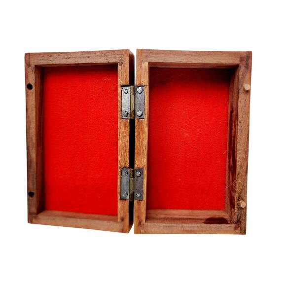 VTG Folk Art Marquetry Inlaided Wooden Trinket Catchall Trinket Box Primitive - Picture 6 of 7